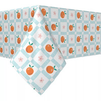 Прямоугольная скатерть, 100 % полиэстер, 60x84 дюйма, летняя оранжевая клетка с цветочным принтом.