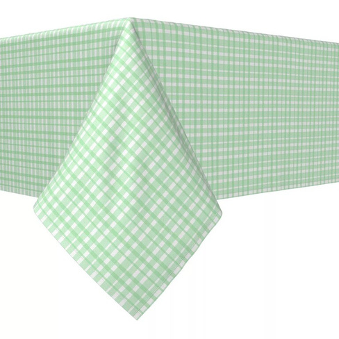 Прямоугольная скатерть, 100 % хлопок, 60x84 дюйма, винтажная зеленая клетка