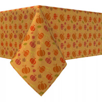 Прямоугольная скатерть, 100 % хлопок, 60x104 дюйма, оранжевые тыквы по трафарету.