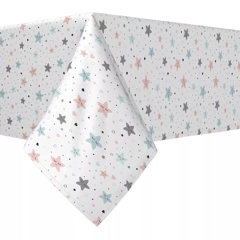 Прямоугольная скатерть, 100 % хлопок, 60x120 дюймов, розовые и синие звезды.