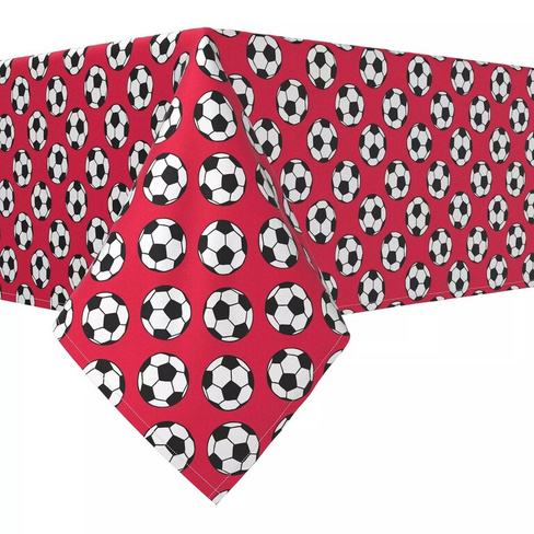 Прямоугольная скатерть, 100% хлопок, 60x84 дюйма, красные футбольные мячи