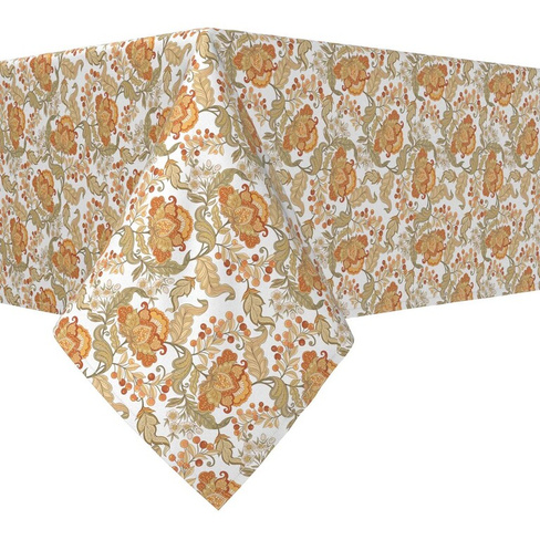 Прямоугольная скатерть, 100 % полиэстер, 60x120 дюймов, с цветочным принтом в винтажном стиле.