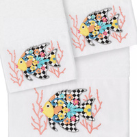 Linum Home Textiles Турецкий хлопок Feliz Набор украшенных полотенец из 3 предметов, темно-синий