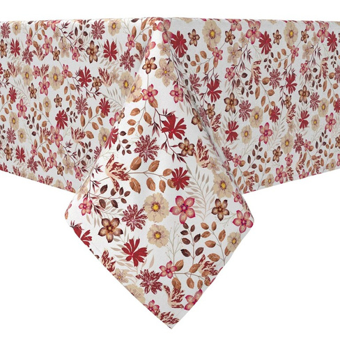 Прямоугольная скатерть, 100 % хлопок, 60x120 дюймов, бордовый осенний цветочный узор.