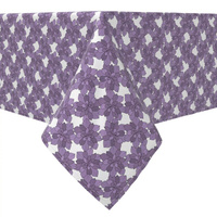 Квадратная скатерть, 100% хлопок, 60x60 дюймов, суккуленты с фиолетовым цветочным рисунком.