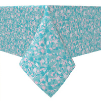 Квадратная скатерть, 100 % хлопок, 60x60 дюймов, розовая краска для галстука цвета морской волны.