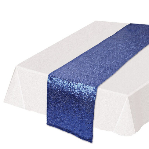 Мерцающая синяя прямоугольная скатерть с блестками размером 5,5 x 14,5 дюймов