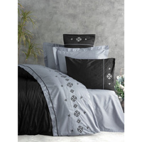 Двойной атласный Комплект постельного белья из хлопка с вышивкой, серый Эльза