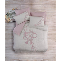 Хлопковый пуф-коробка с вышивкой Ranforce, Комплект постельного белья ко Дню матери, комплект Bellini, розовый