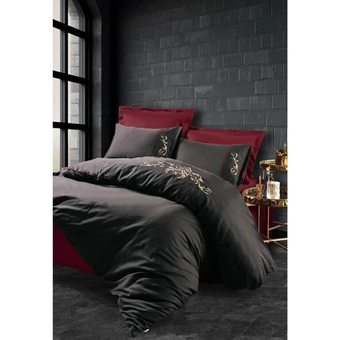 Комплект постельного белья из хлопка с вышивкой Sarita Бордовый Красный