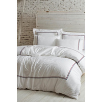 Ecocotton Line Комплект постельного белья королевского размера из 100% органического хлопка, атласа с вышивкой, белого ц