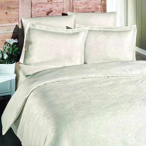 Комплект постельного белья Maxstyle с жаккардовым атласом Marko кремового цвета