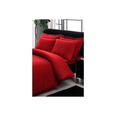 Комплект постельного белья Tac Premium Basic King Size из хлопка и атласа, красный