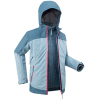 Куртка 3 в 1 детская зимняя походная водонепроницаемая до -10°C Quechua SH500, голубой/синий