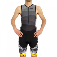 Костюм для триатлона Мужской гоночный костюм для триатлона без рукавов ZOOT, черный / желтый / серый