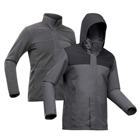 Куртка Forclaz Travel 100 0°c 3 в 1 водонепроницаемая мужская, темно-серый
