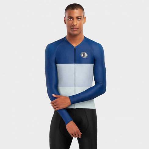 Мужская велосипедная футболка с длинным рукавом M2 Grand Tour SIROKO, синий / серый / белый