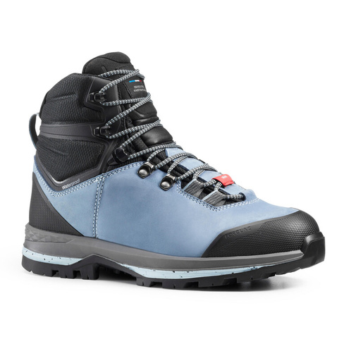 Ботинки кожаные женские Forclaz 100 Trekking для походов, черный / голубой