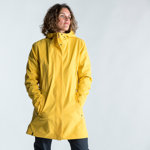 Куртка-дождевик восковая куртка парусная женская водонепроницаемая 300 желтая TRIBORD, горчичного цвета