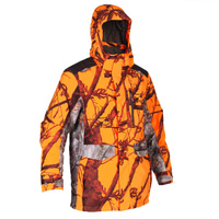 Охотничья куртка Дождевик 500 теплая, малошумная, камуфляж/оранжевый SOLOGNAC, неоновый оранжевый psa