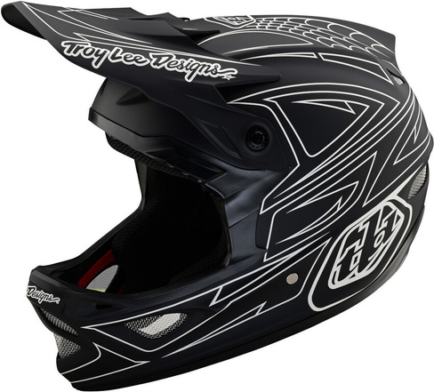 Шлем Troy Lee Designs D3 Fiberlite Spiderstripe для скоростного спуска, черный/белый