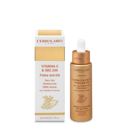 Восстанавливающая и укрепляющая сыворотка для лица L'Erbolario Vitamina C & Oro 24K, 30 мл