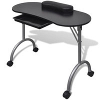 Складной маникюрный столик vidaXL, черный, на колесиках