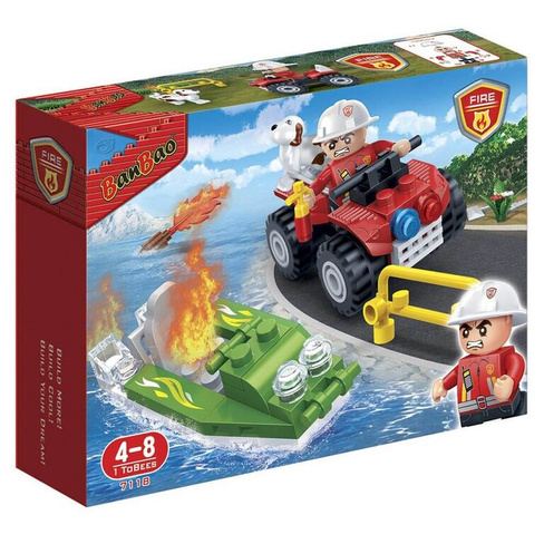 Конструктор Banbao Fireman Car & Boat 62 pcs