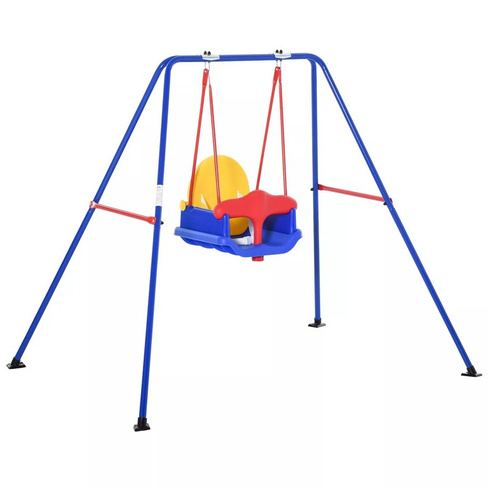 Металлические качели для малышей Outsunny с ремнем детского сиденья, игровая площадка на заднем дворе, на открытом возду