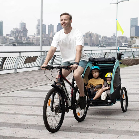 Детский велосипедный прицеп Aosom 3 в 1. Складная коляска для бега. Детская коляска. Транспортировочная переноска с сист