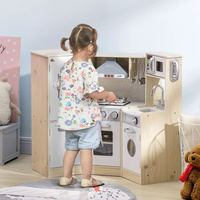 Ультра-большой угловой детский кухонный набор Qaba со звуковыми эффектами, деревянная игровая кухня с кулинарными игрушк