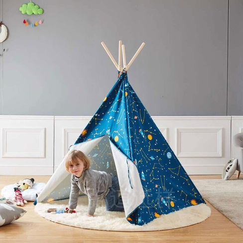 Wonder&Wise Светится в темноте Звездное небо Крытая детская складная парусиновая палатка-вигвам Asweets