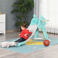 [T] Детские горки Qaba 2 в 1 с баскетбольным кольцом, отдельно стоящий игровой набор-слайдер для малышей, для использова
